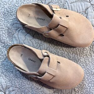 Quince Water Repellent Suede Clog Mule Dune Slip On Women’s Sz 7🧡